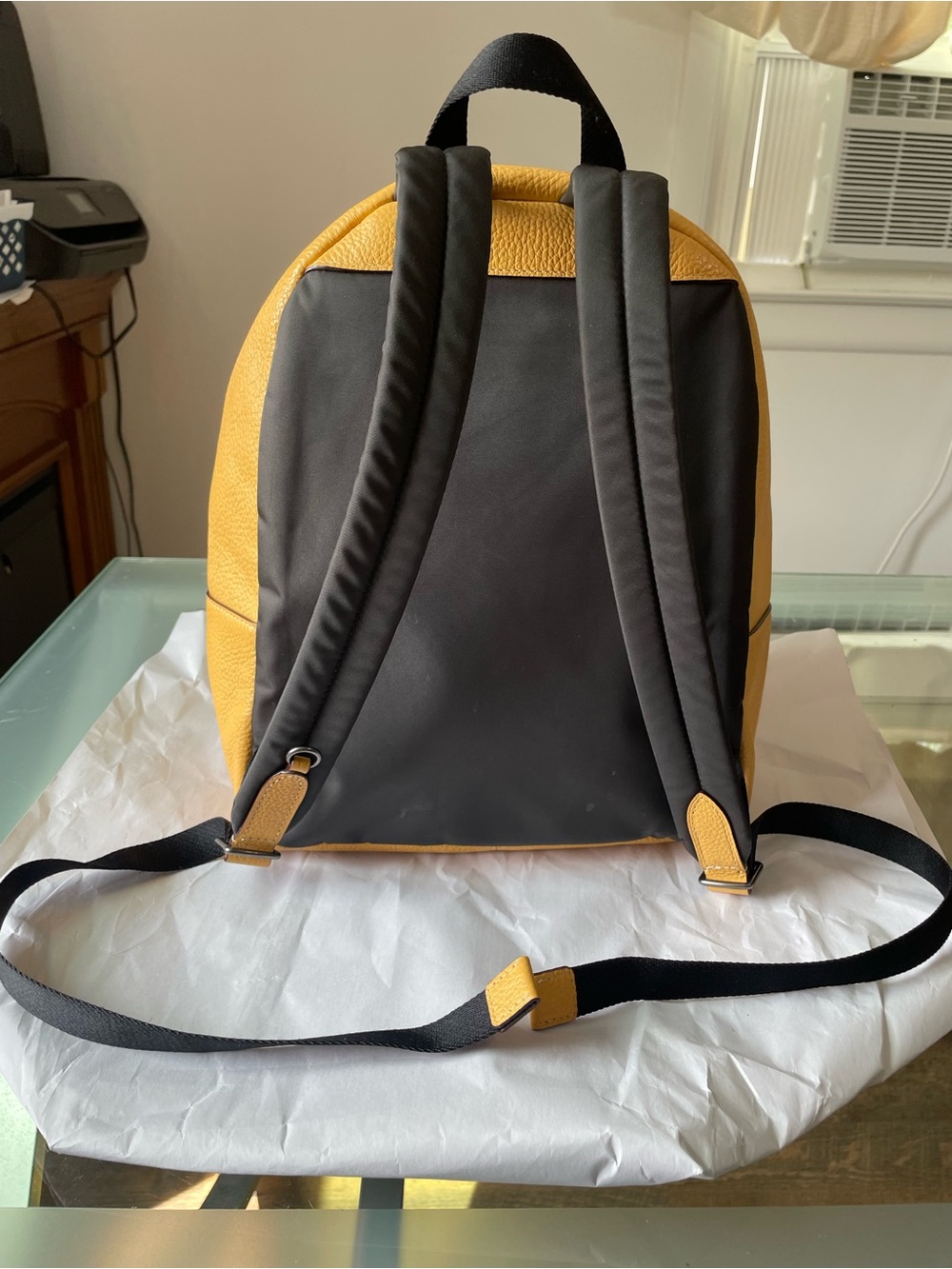 Coach 2020 EUC 100% pebbled leather Medium Charlie backpack in a mustard yellow - Picture 6 of 13